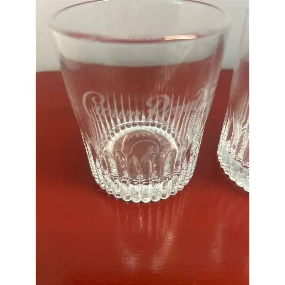 2 Crown Royal Royal Diamond Cut Embossed‎ Whiskey Rocks Glass Made In Italy Set